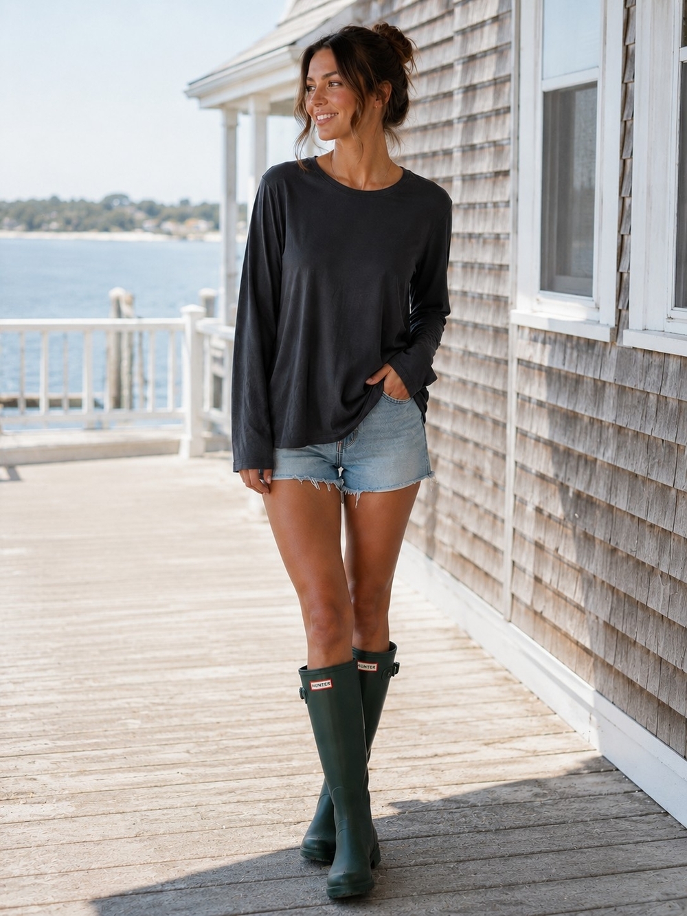 J. Jill Black Long Sleeve Top Women’s Pima Cotton - Picture 2 of 8